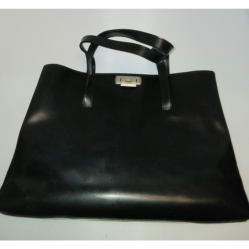 POURCHET PARIS Black Leather Crossbody/ Shoulder Bag / Purse